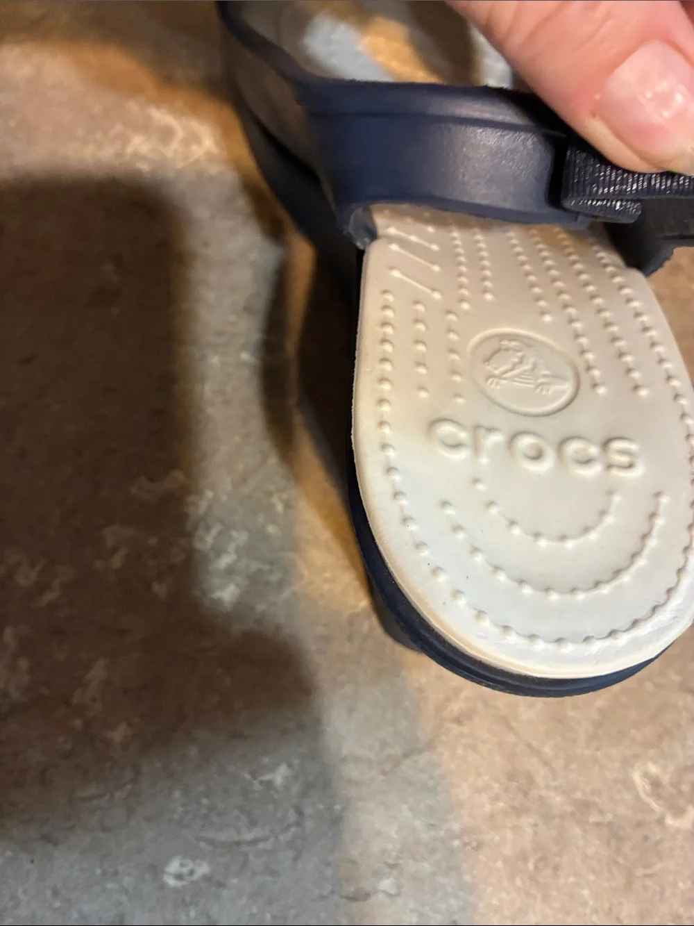Crocks Size 10 Navy Open-Toe Slingback Comfort Heels NWOT